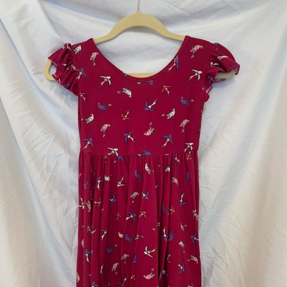 Magenta Bird Print Dot Dot Smile Dress Size 7